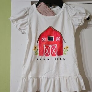 Farm Girl Kids Matching Set - White and Red